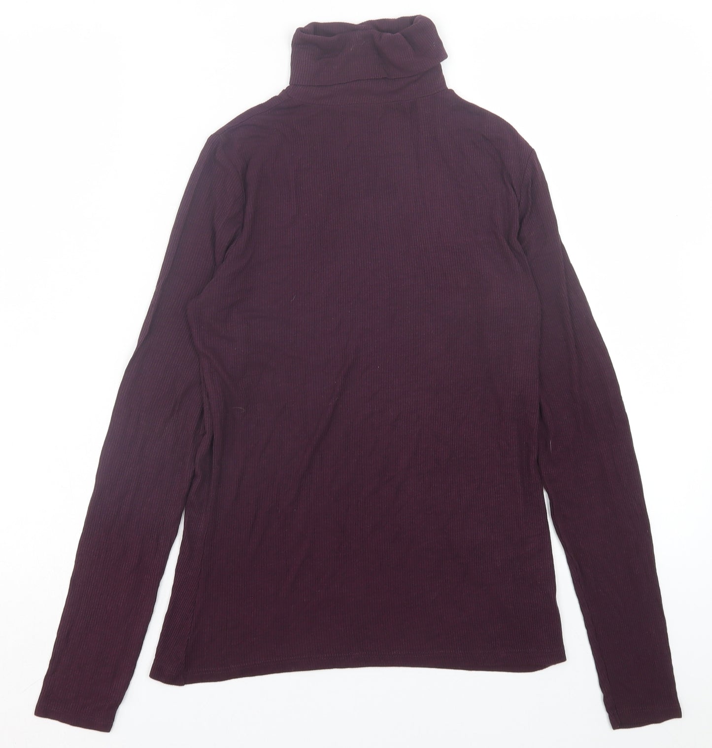 Atmosphere Womens Purple Viscose Basic T-Shirt Size 12 Roll Neck