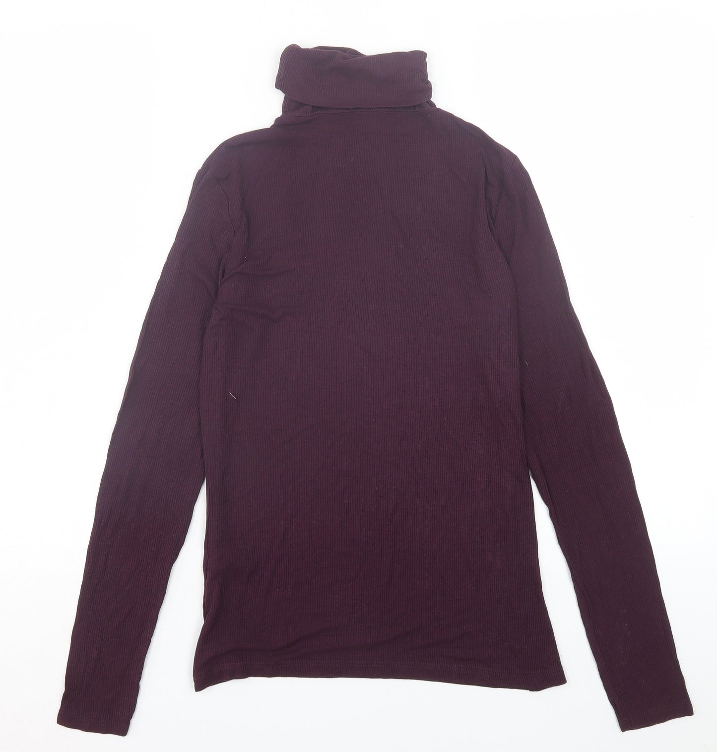 Atmosphere Womens Purple Viscose Basic T-Shirt Size 12 Roll Neck