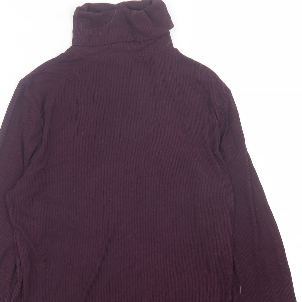 Atmosphere Womens Purple Viscose Basic T-Shirt Size 12 Roll Neck