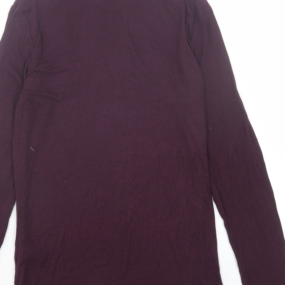 Atmosphere Womens Purple Viscose Basic T-Shirt Size 12 Roll Neck