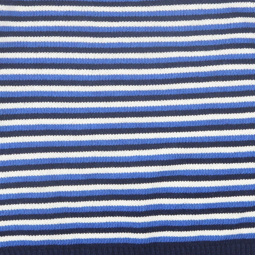 Papaya Womens Blue Crew Neck Striped Polyester Pullover Jumper Size M