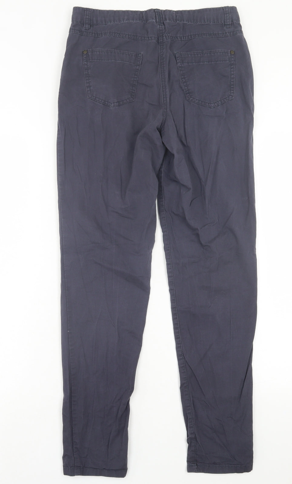 New Look Womens Blue Cotton Chino Trousers Size 8 L30 in Regular Button