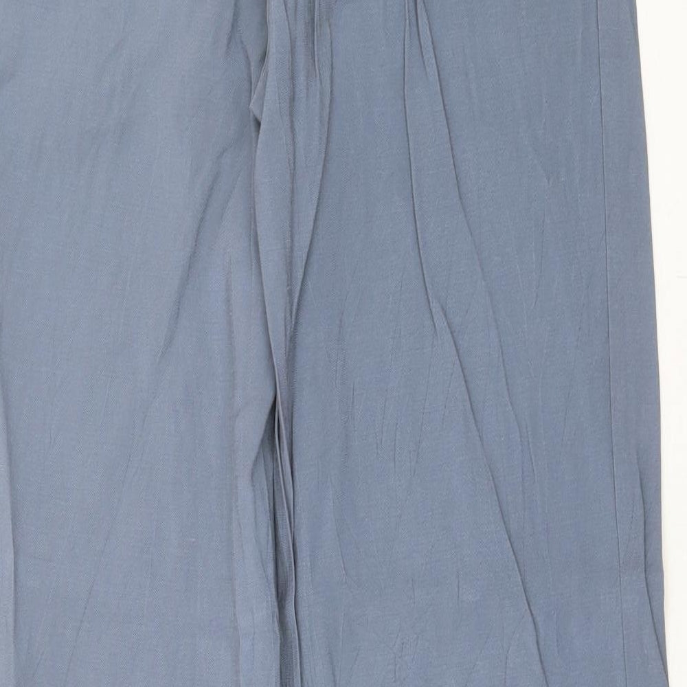 H&M Womens Blue Viscose Trousers Size 8 L30 in Regular Button