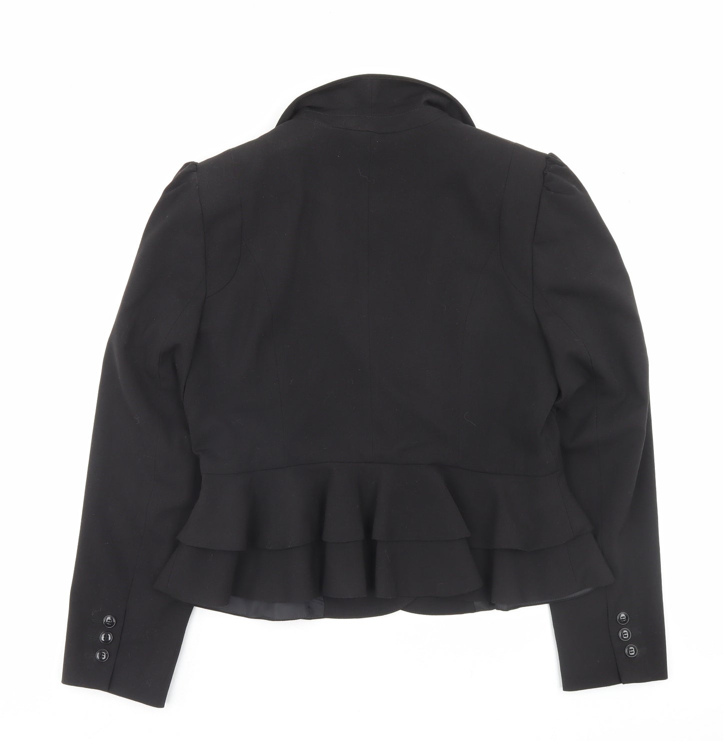 Evie Womens Black Jacket Blazer Size 14 Button