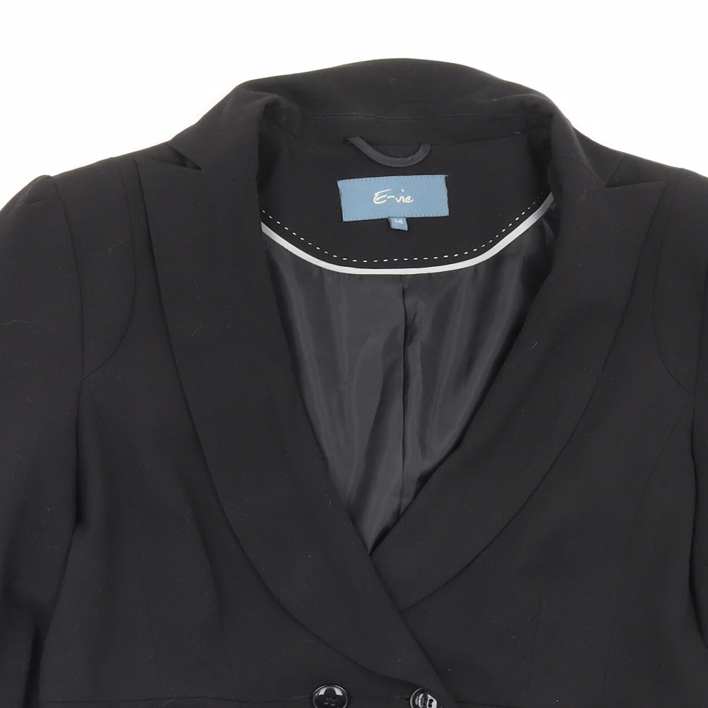 Evie Womens Black Jacket Blazer Size 14 Button