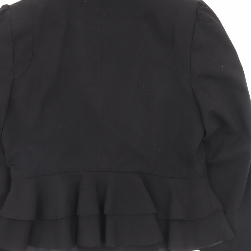 Evie Womens Black Jacket Blazer Size 14 Button