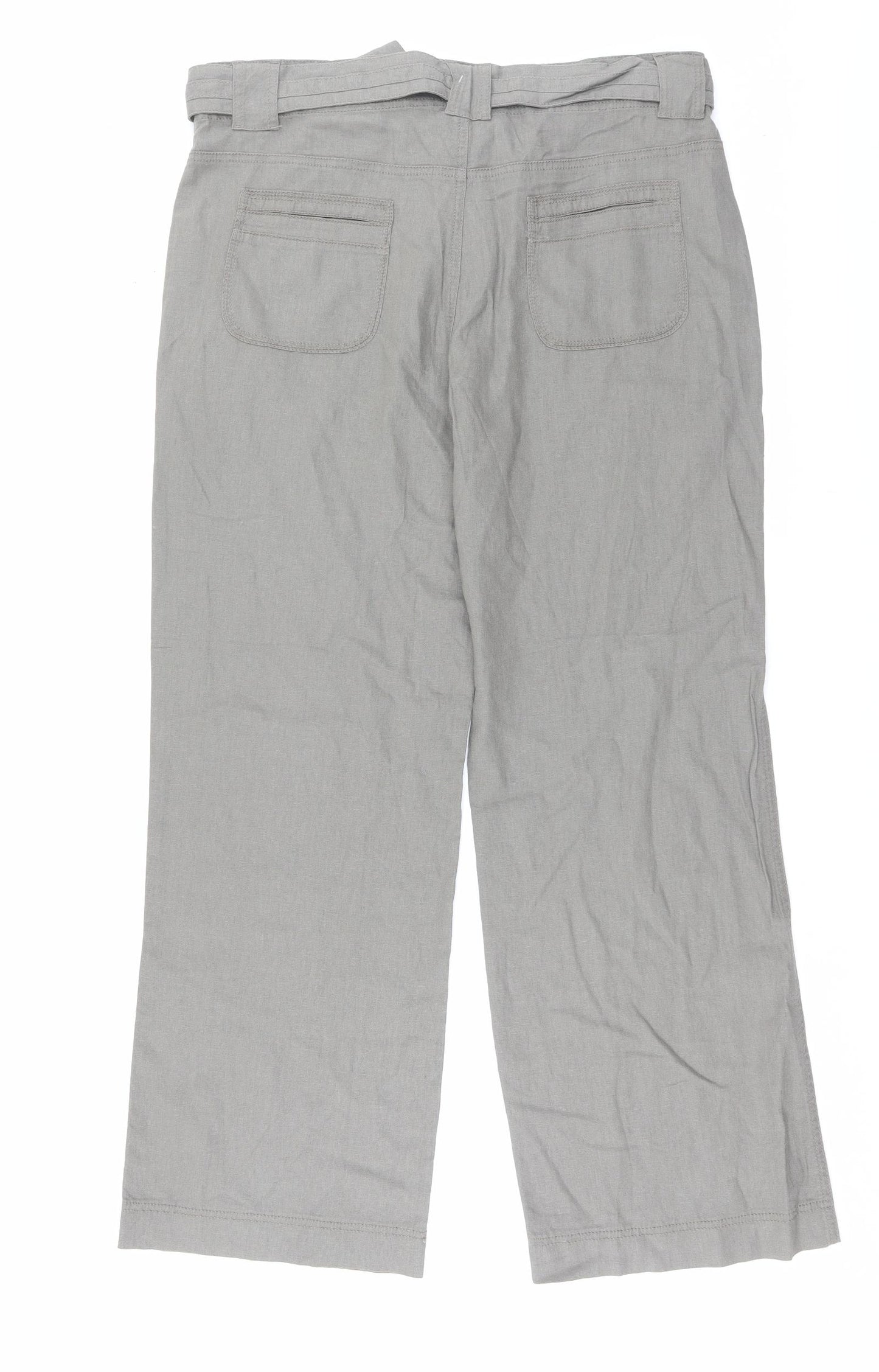 Marks and Spencer Womens Green Linen Trousers Size 16 L30 in Regular Button