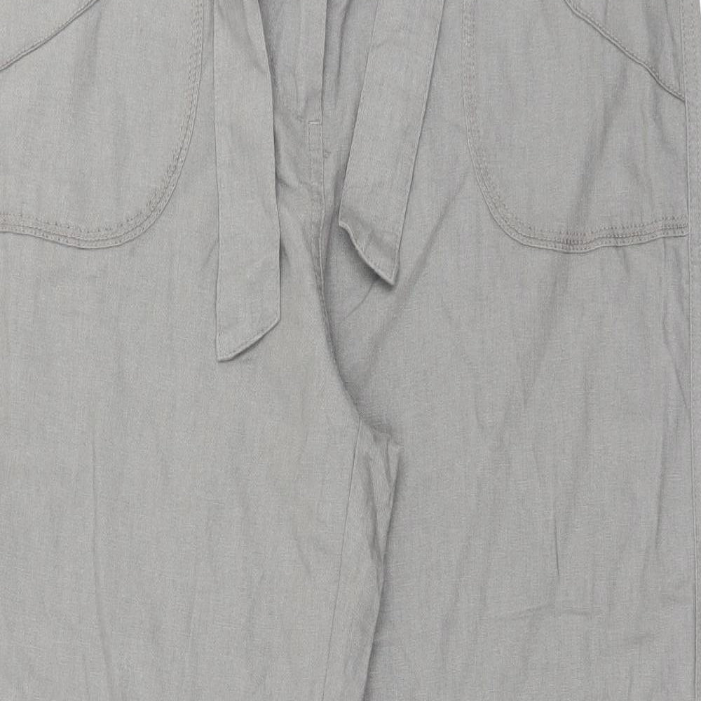 Marks and Spencer Womens Green Linen Trousers Size 16 L30 in Regular Button