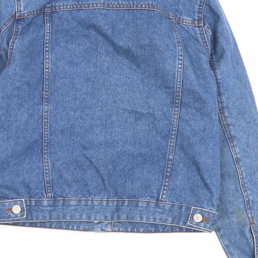 Denim & Co. Womens Blue Jacket Size 12 Button