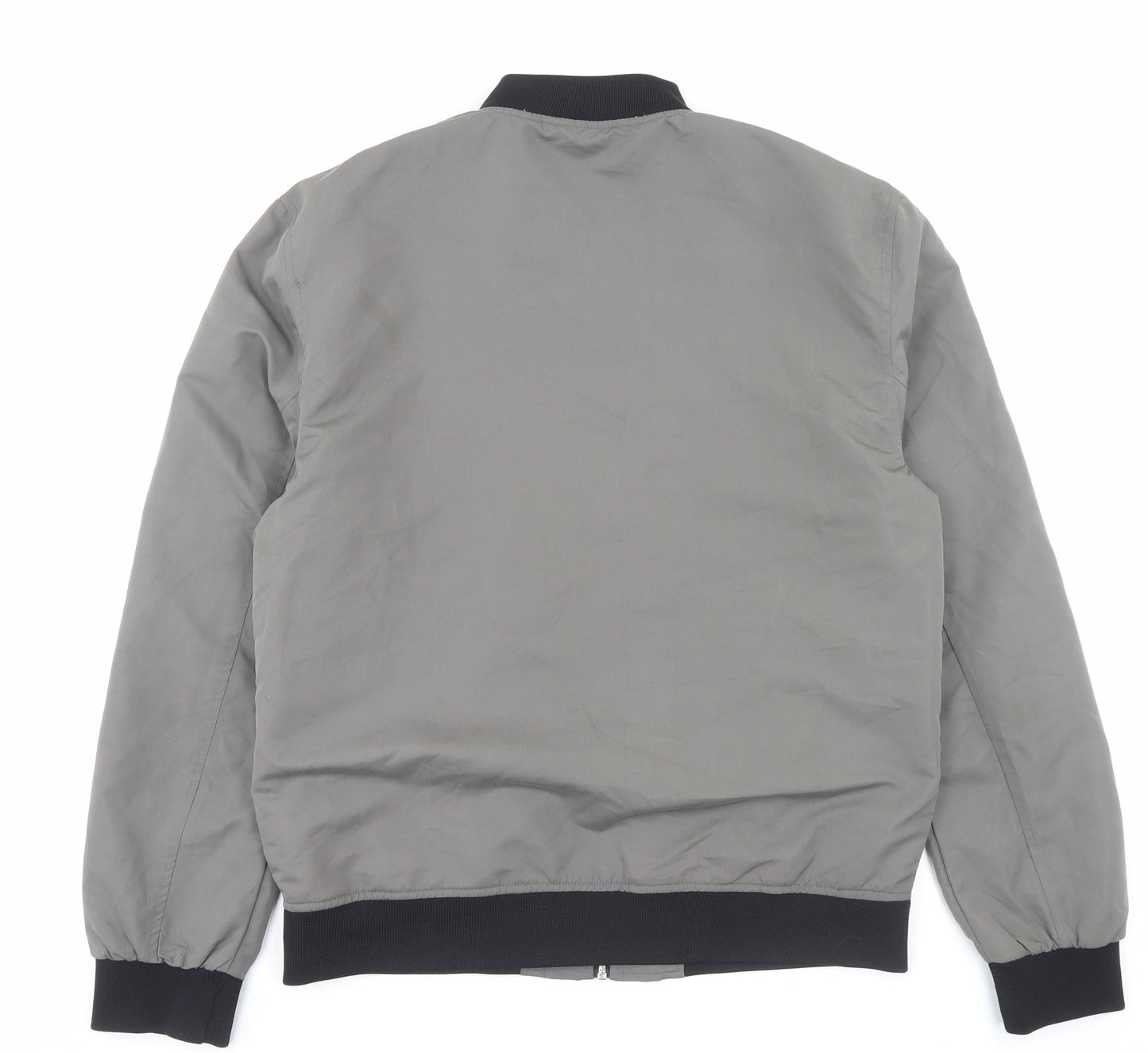River Island Mens Grey Bomber Jacket Jacket Size L Zip