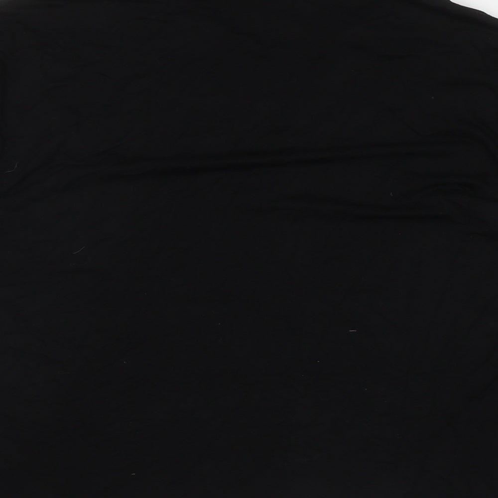 Bonmarche Womens Black Viscose Basic T-Shirt Size 16 Collared - Floral Collar And Cuffs
