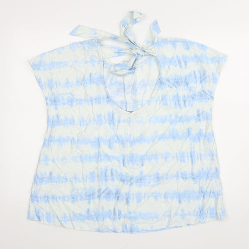 NEXT Womens White Viscose Basic Blouse Size 14 Round Neck - Tie Dye