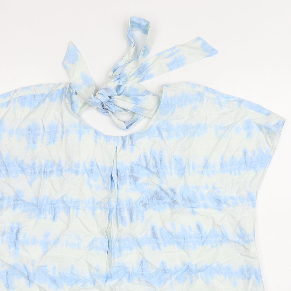 NEXT Womens White Viscose Basic Blouse Size 14 Round Neck - Tie Dye