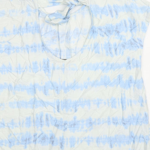 NEXT Womens White Viscose Basic Blouse Size 14 Round Neck - Tie Dye