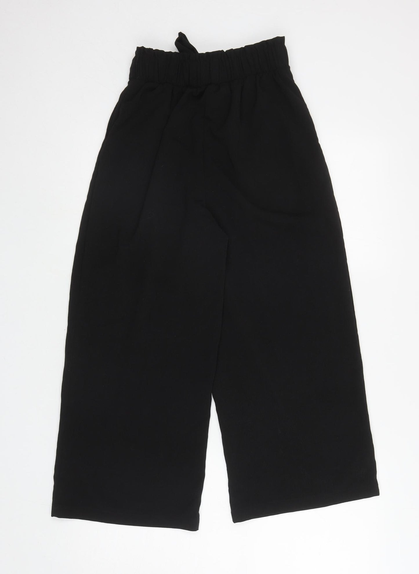 New Look Womens Black Polyester Cropped Trousers Size 8 L20.5 in Regular Tie