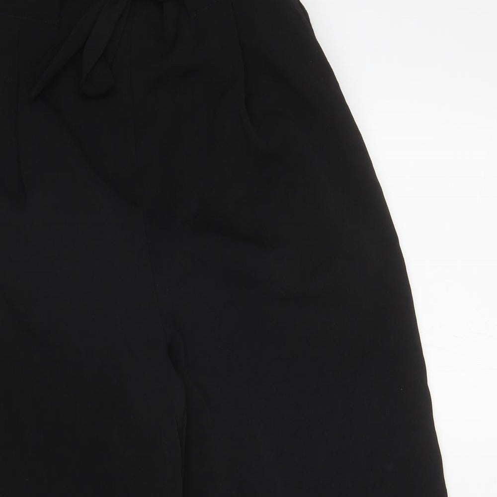New Look Womens Black Polyester Cropped Trousers Size 8 L20.5 in Regular Tie