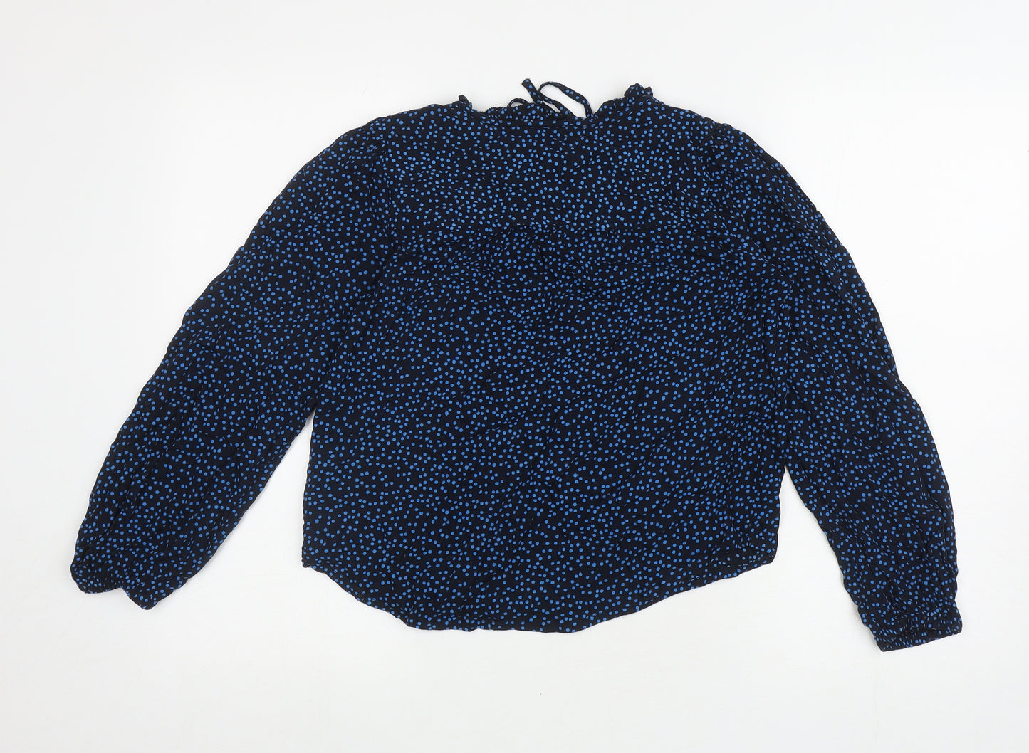 Marks and Spencer Womens Black Polka Dot Viscose Basic Blouse Size 8 Round Neck