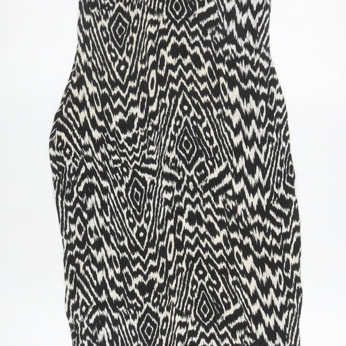 Boohoo Womens White Geometric Viscose Bodycon Size 14 Off the Shoulder Pullover