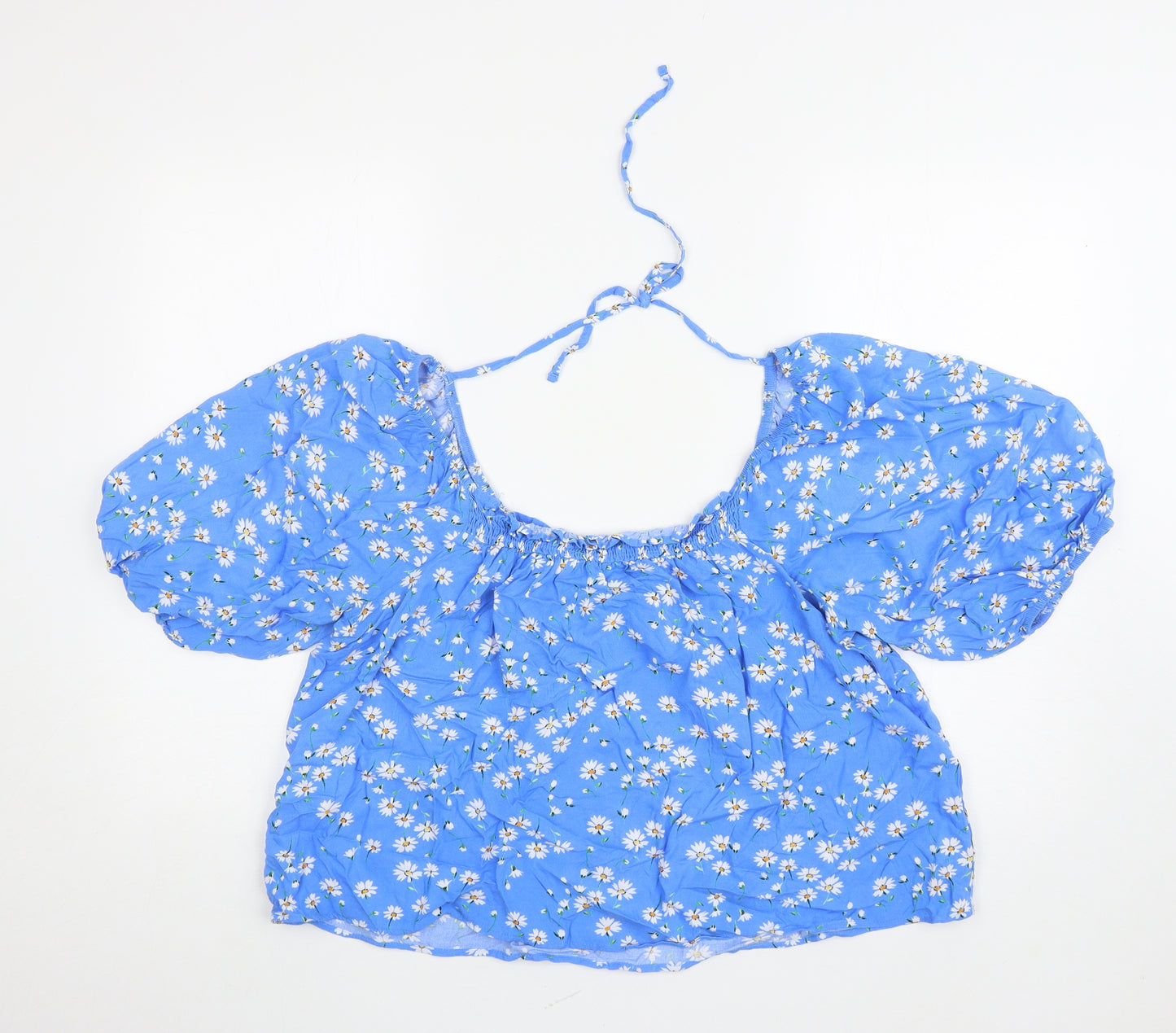 Papaya Womens Blue Floral Viscose Basic Blouse Size 18 Off the Shoulder