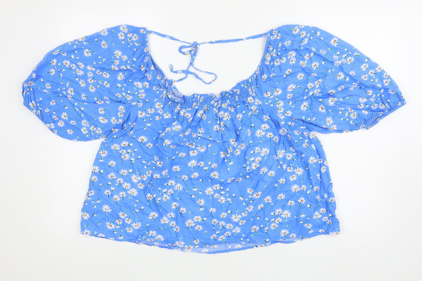 Papaya Womens Blue Floral Viscose Basic Blouse Size 18 Off the Shoulder