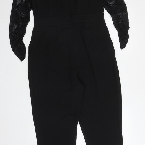 H&M Womens Black Polyester Jumpsuit One-Piece Size 14 L26 in Zip - Ruched sleeves