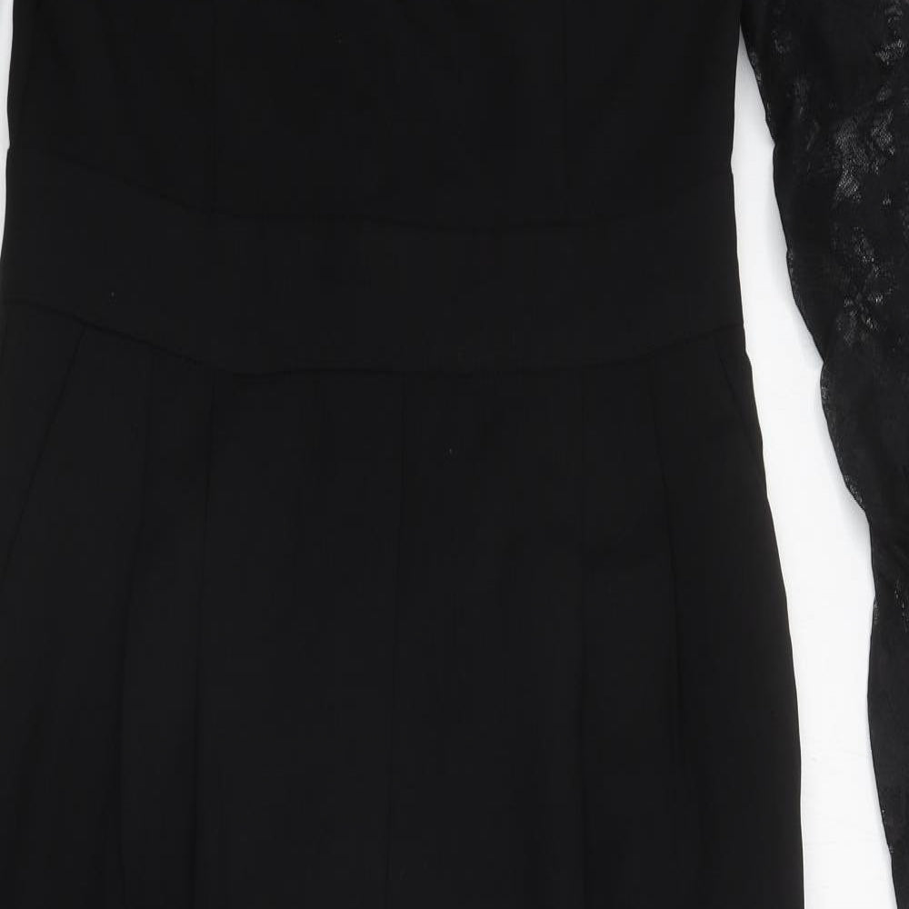 H&M Womens Black Polyester Jumpsuit One-Piece Size 14 L26 in Zip - Ruched sleeves