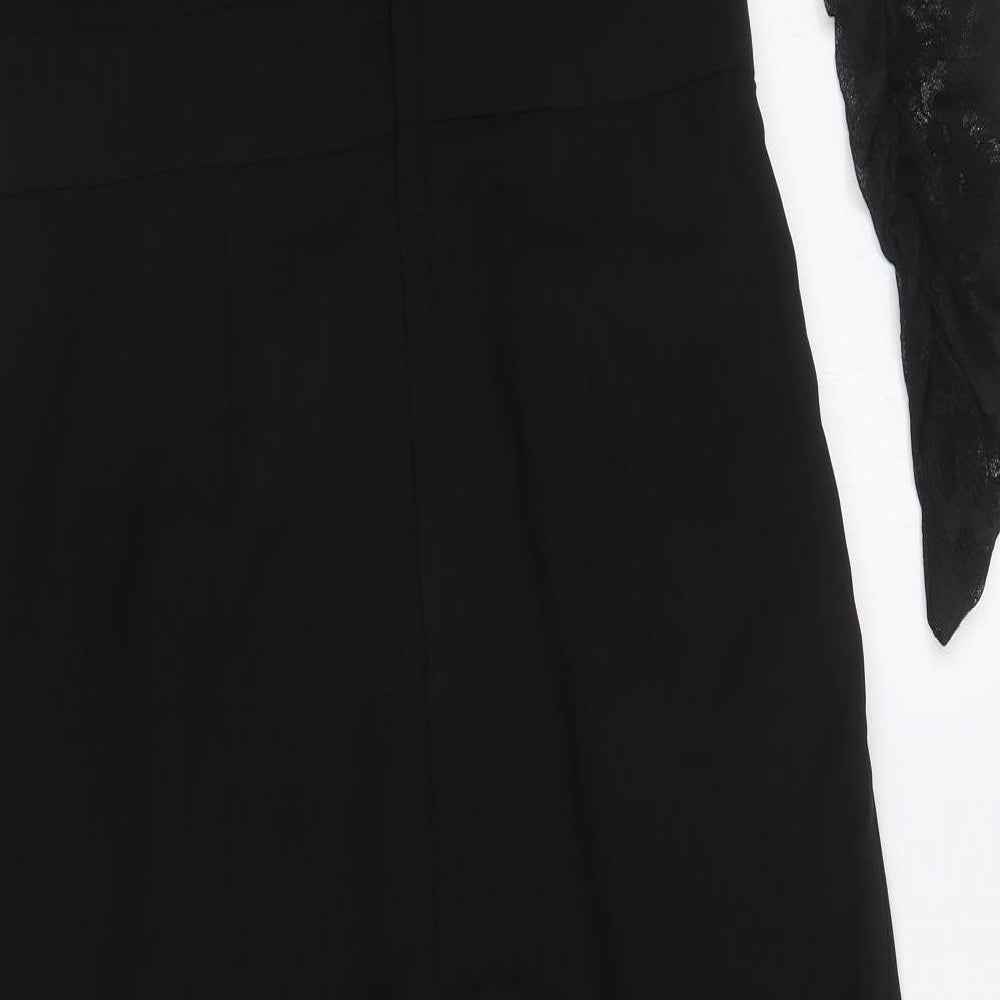 H&M Womens Black Polyester Jumpsuit One-Piece Size 14 L26 in Zip - Ruched sleeves