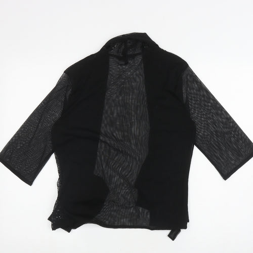 Long Tall Sally Womens Black V-Neck Polyester Cardigan Jumper Size 14