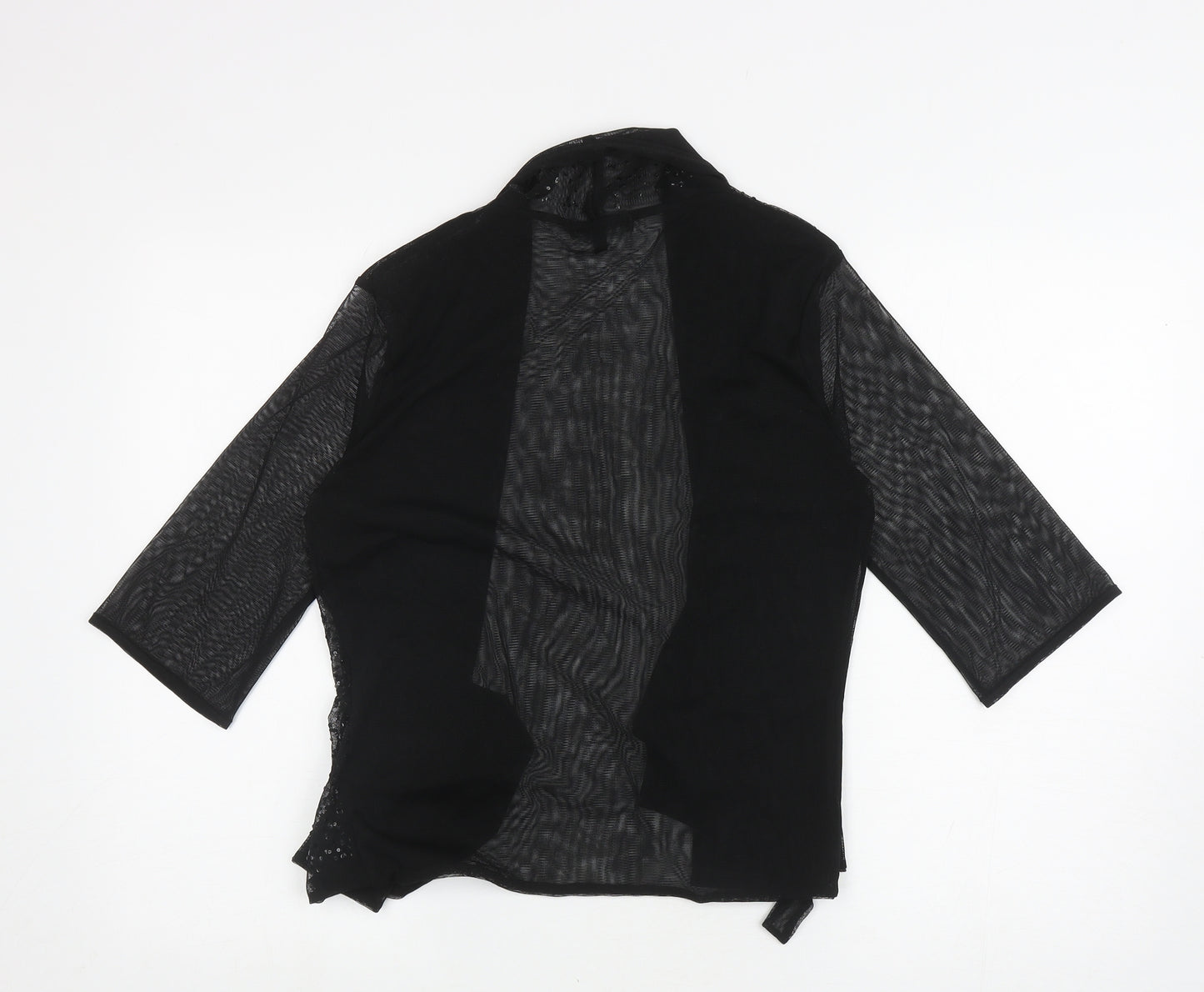 Long Tall Sally Womens Black V-Neck Polyester Cardigan Jumper Size 14