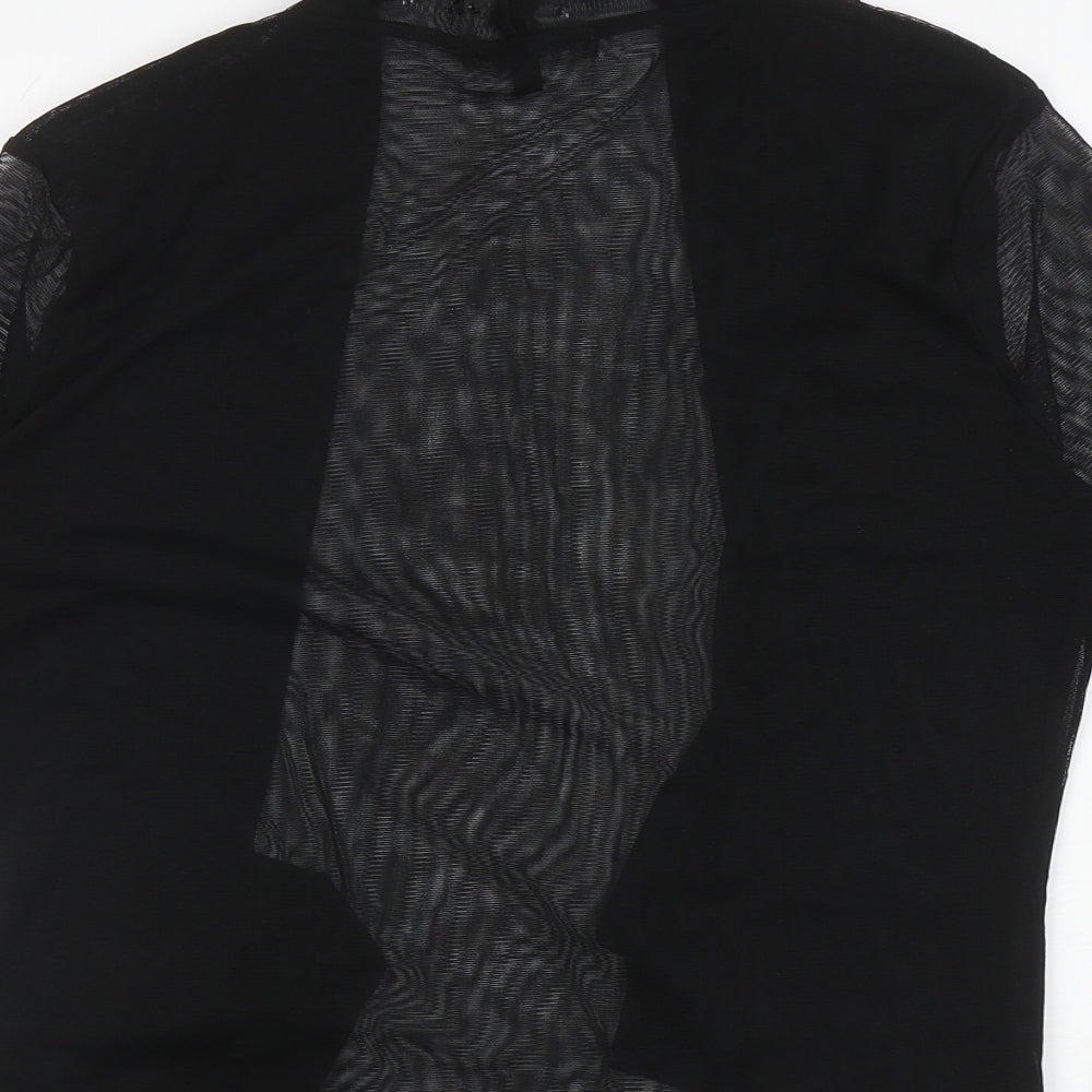 Long Tall Sally Womens Black V-Neck Polyester Cardigan Jumper Size 14
