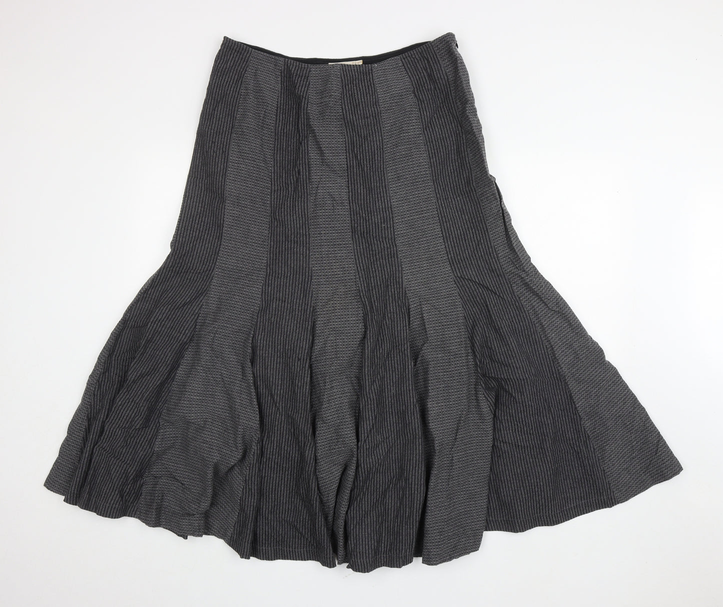 Adini Womens Grey Geometric Cotton Maxi Skirt Size L Zip