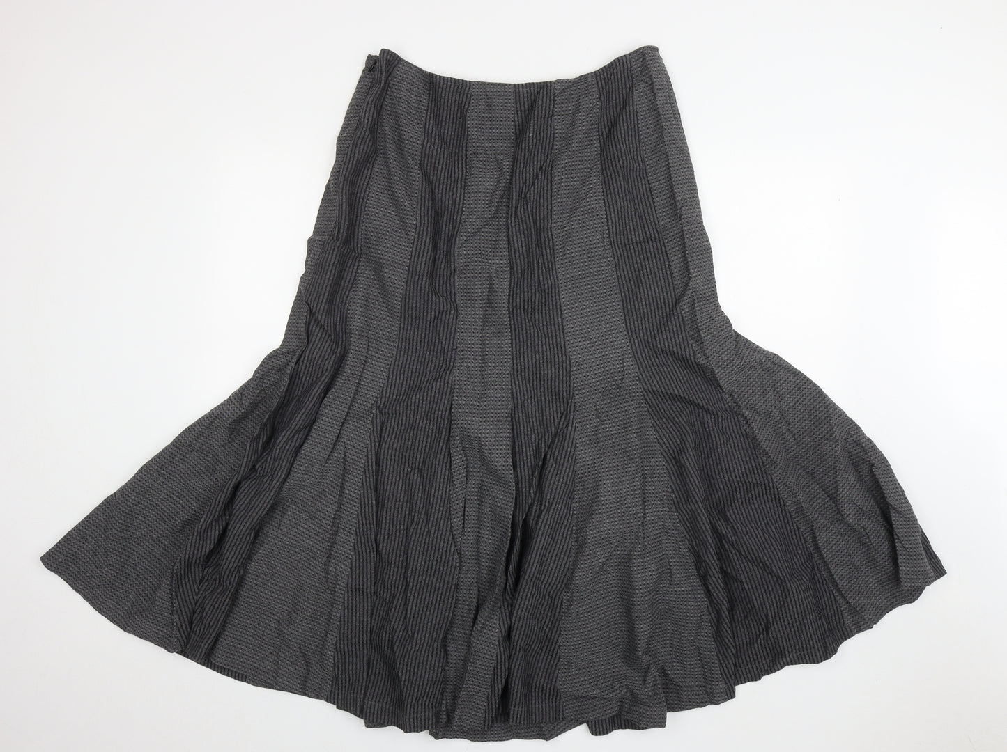 Adini Womens Grey Geometric Cotton Maxi Skirt Size L Zip
