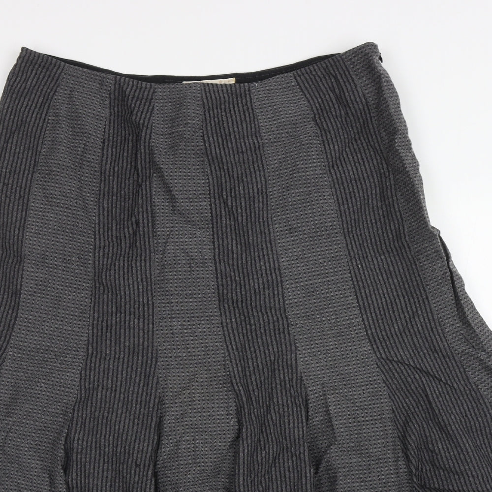 Adini Womens Grey Geometric Cotton Maxi Skirt Size L Zip