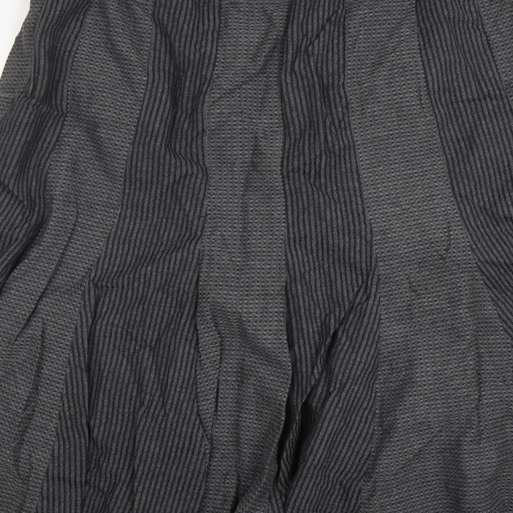 Adini Womens Grey Geometric Cotton Maxi Skirt Size L Zip