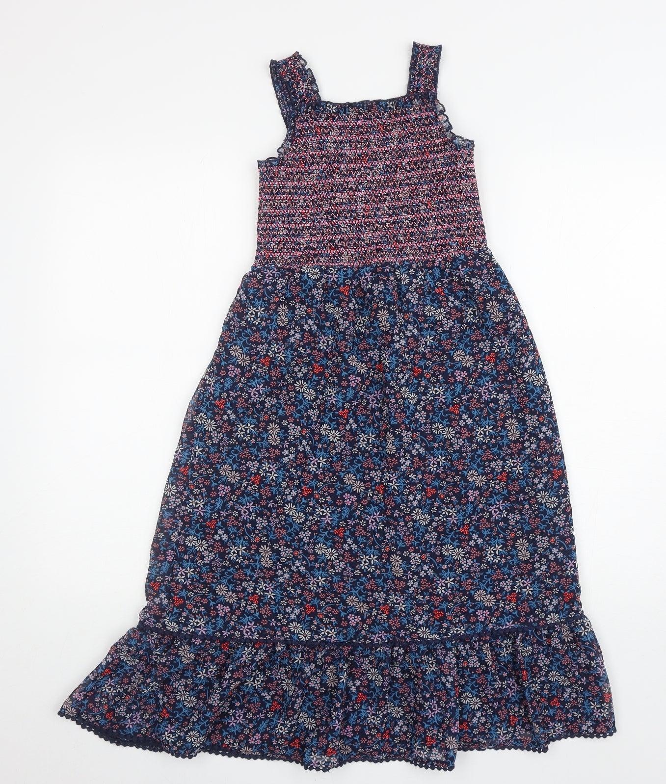 George Girls Multicoloured Floral Polyester Fit & Flare Size 7-8 Years Square Neck Pullover