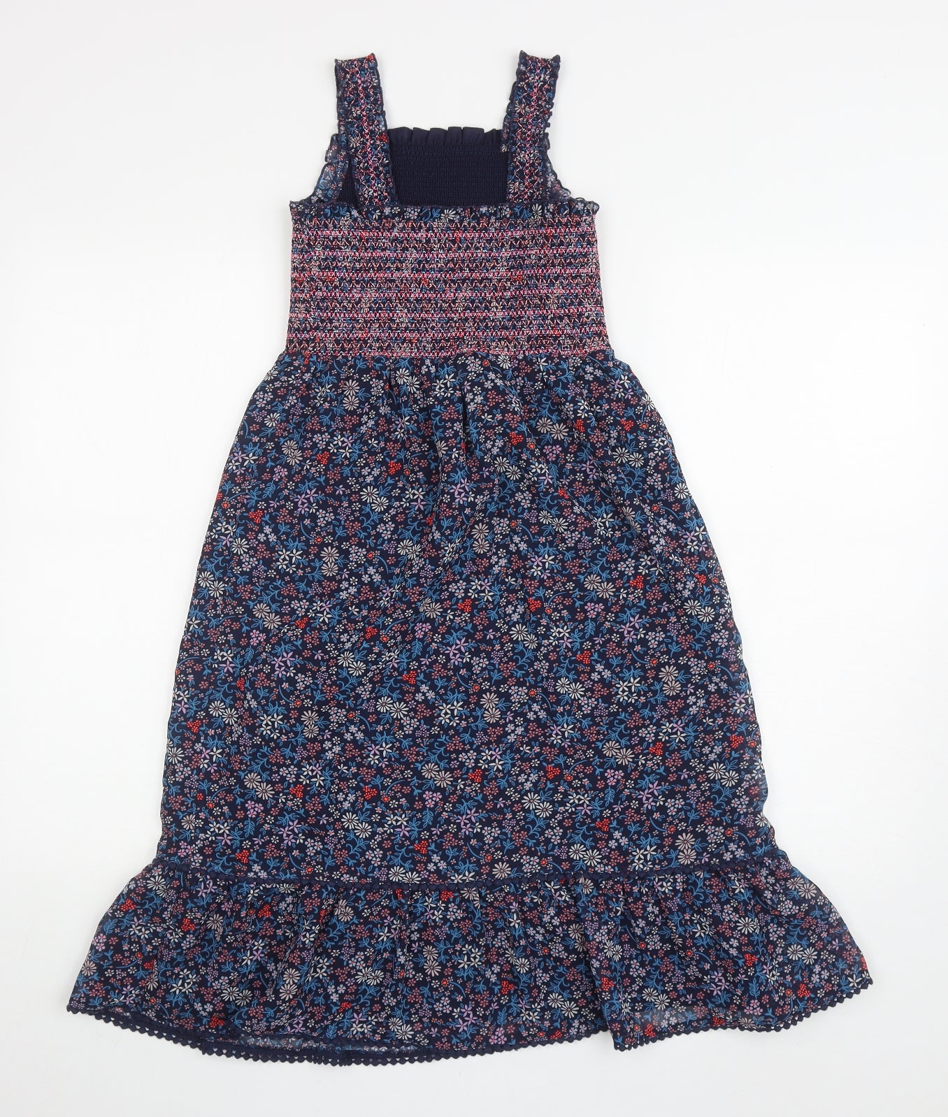 George Girls Multicoloured Floral Polyester Fit & Flare Size 7-8 Years Square Neck Pullover