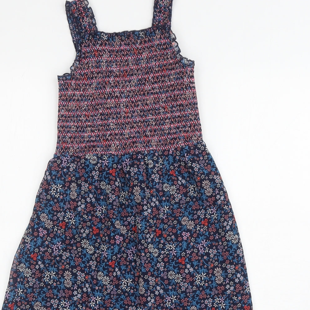 George Girls Multicoloured Floral Polyester Fit & Flare Size 7-8 Years Square Neck Pullover