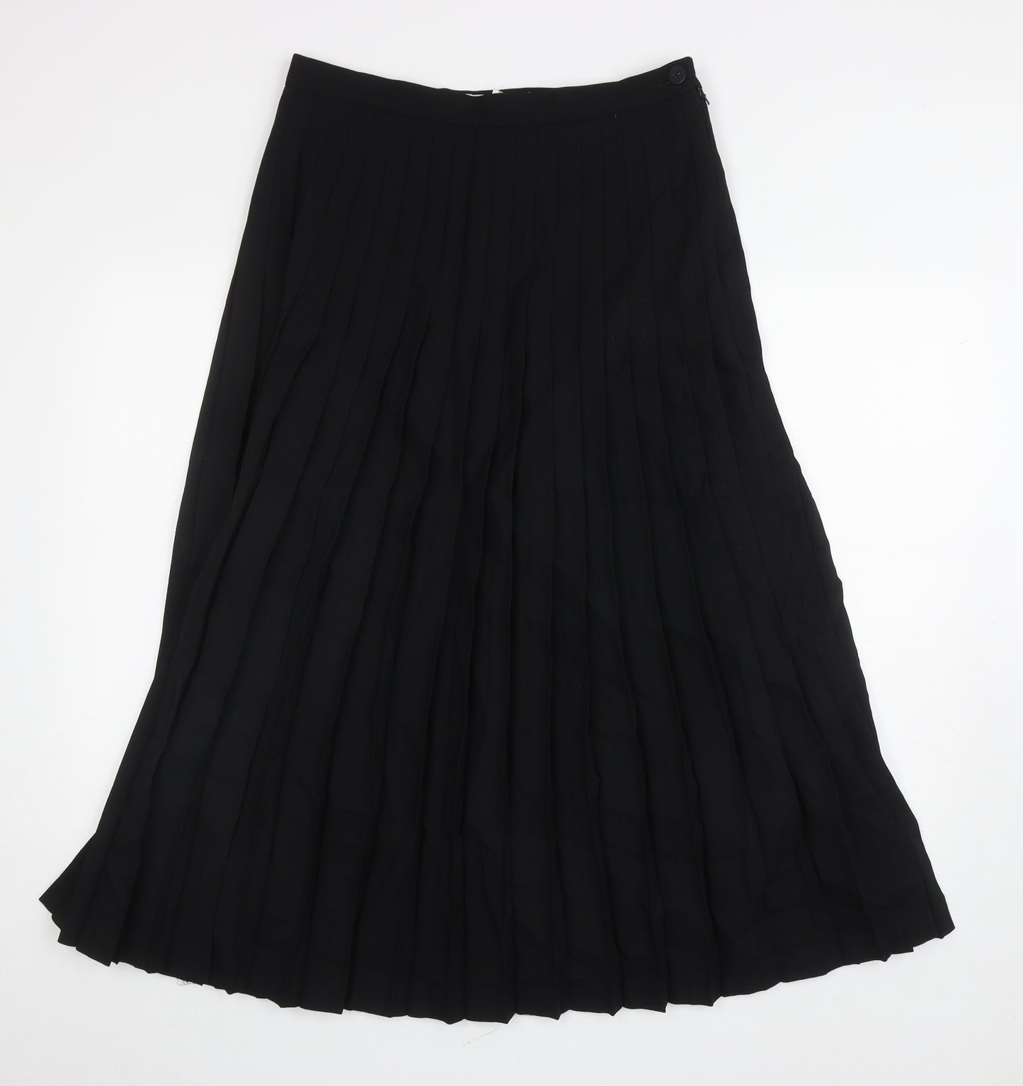 Jaeger Womens Black Wool Pleated Skirt Size 14 Zip