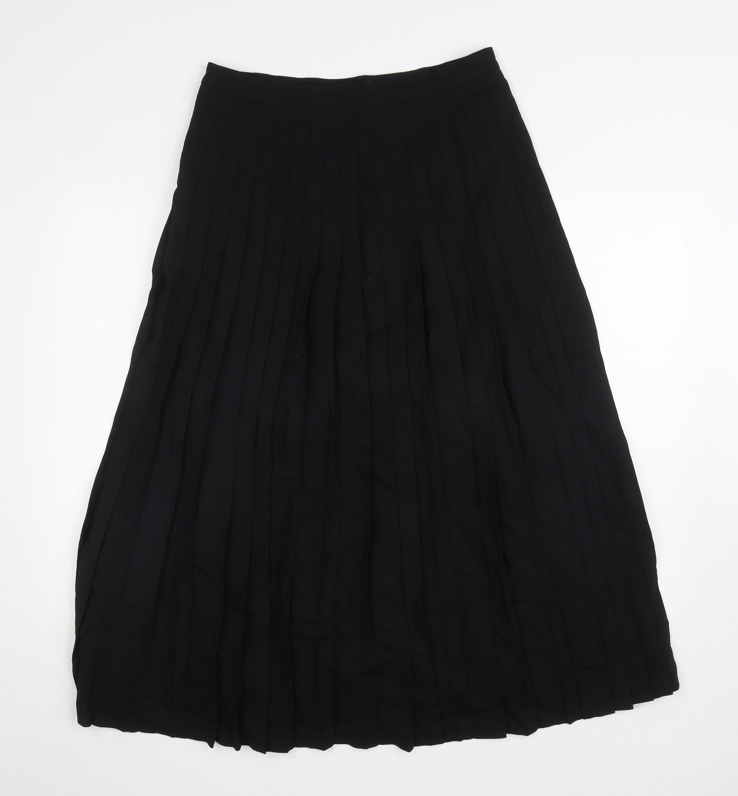 Jaeger Womens Black Wool Pleated Skirt Size 14 Zip