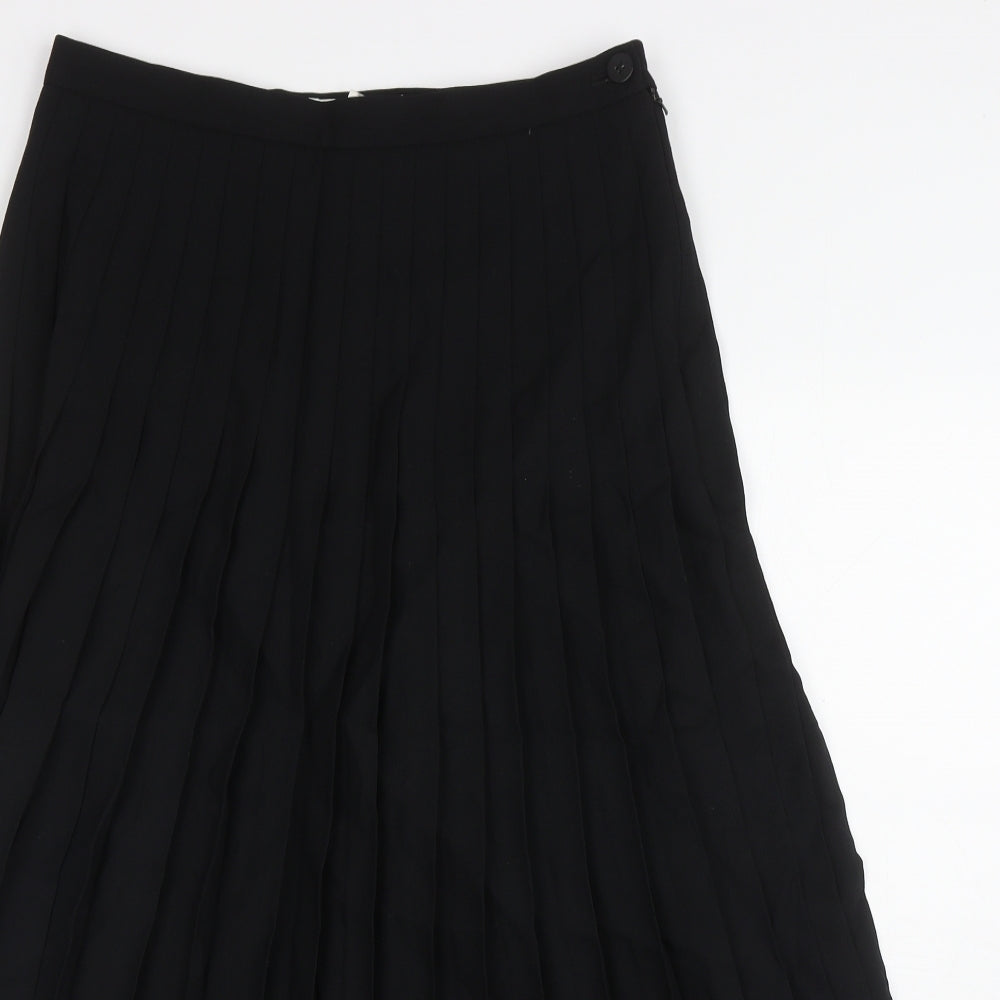 Jaeger Womens Black Wool Pleated Skirt Size 14 Zip