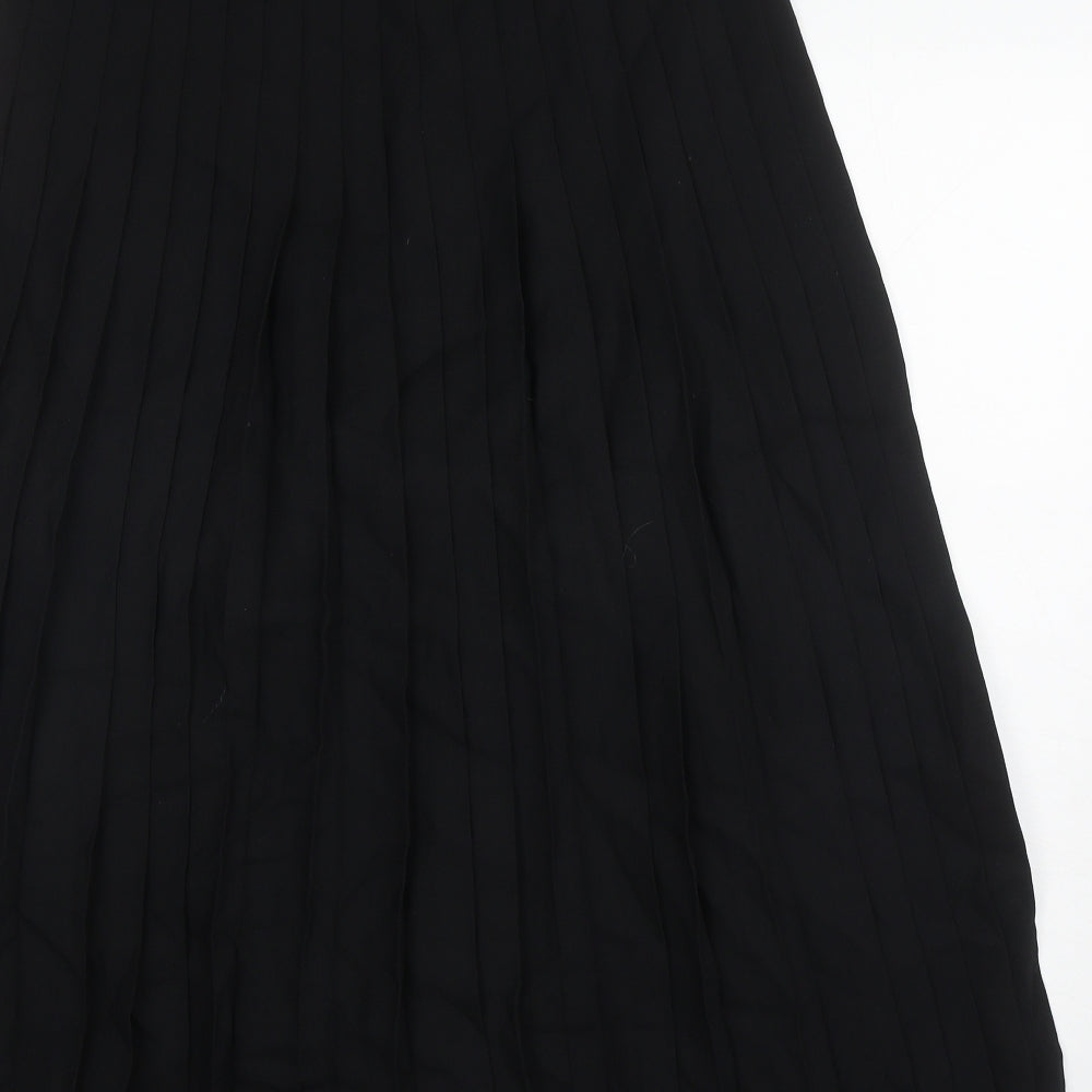 Jaeger Womens Black Wool Pleated Skirt Size 14 Zip