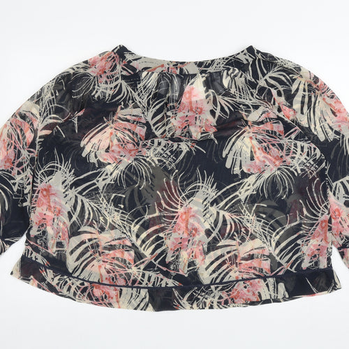 NEXT Womens Black Floral Polyester Basic Blouse Size 12 Round Neck