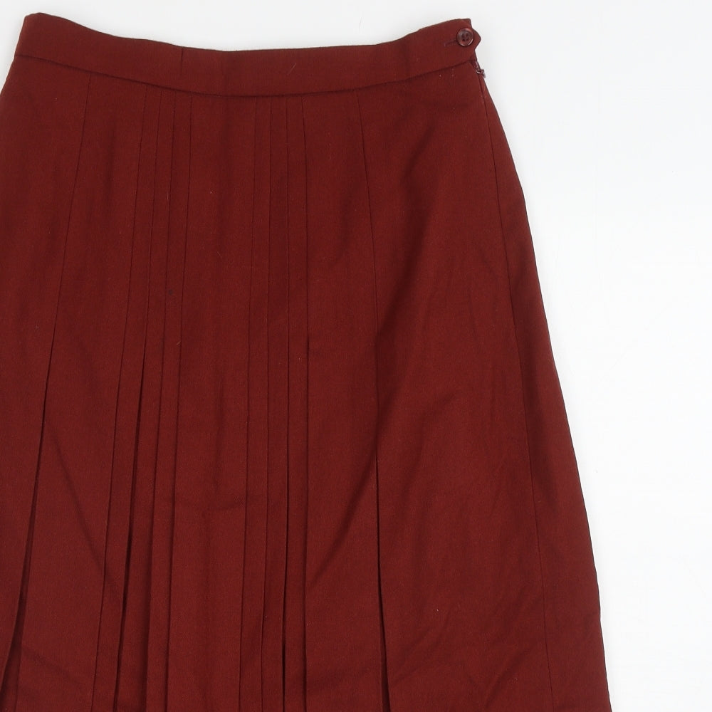 Gor-Ray Womens Red Polyester Pleated Skirt Size 14 Zip