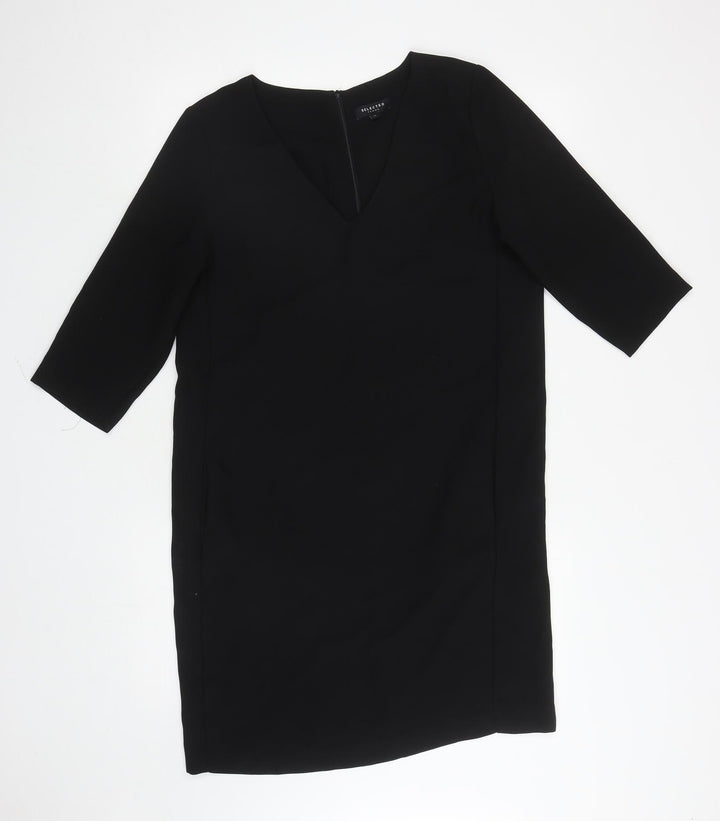 Selected Femme Womens Black Polyester A-Line Size 36 V-Neck Zip