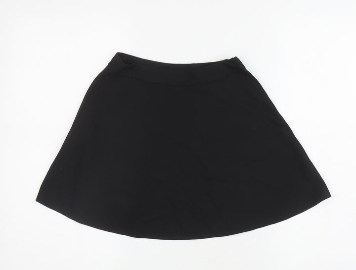 Marks and Spencer Girls Black Polyester Skater Skirt Size 6-7 Years Regular Zip
