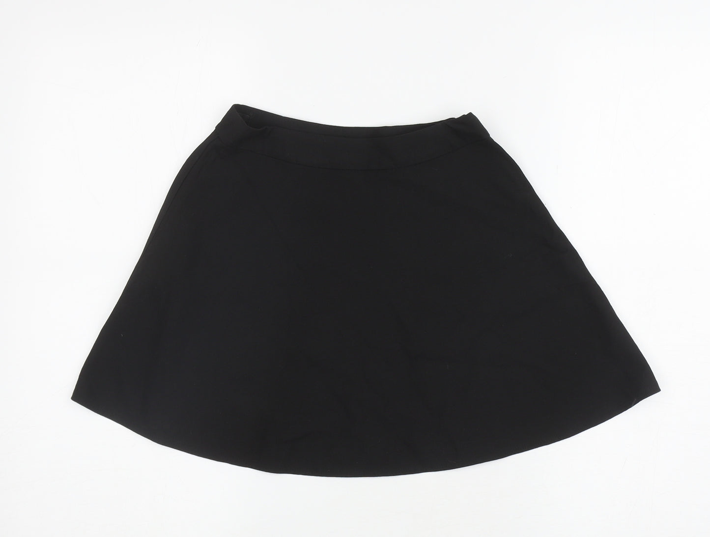 Marks and Spencer Girls Black Polyester Skater Skirt Size 6-7 Years Regular Zip