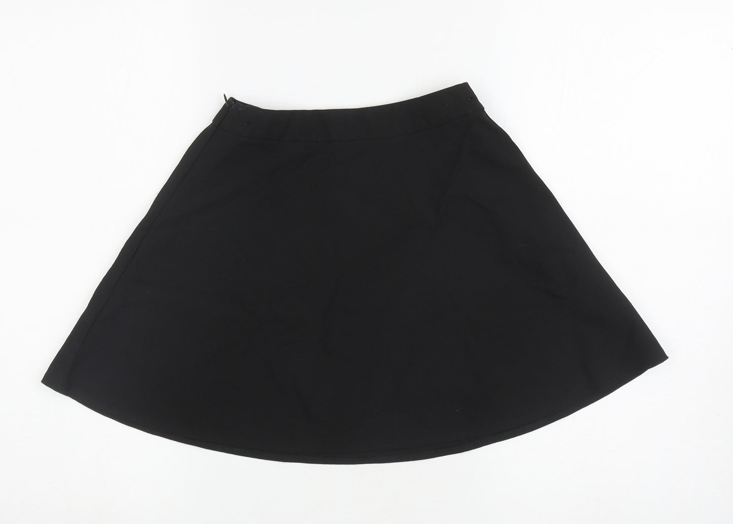 Marks and Spencer Girls Black Polyester Skater Skirt Size 6-7 Years Regular Zip
