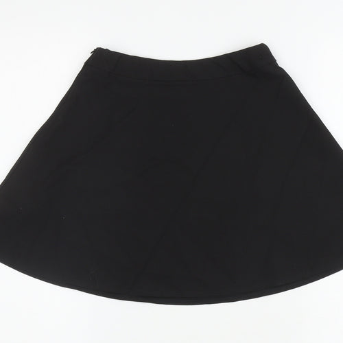 Marks and Spencer Girls Black Polyester Skater Skirt Size 6-7 Years Regular Zip