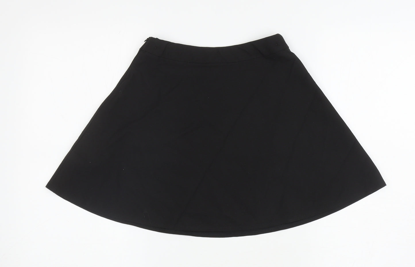Marks and Spencer Girls Black Polyester Skater Skirt Size 6-7 Years Regular Zip