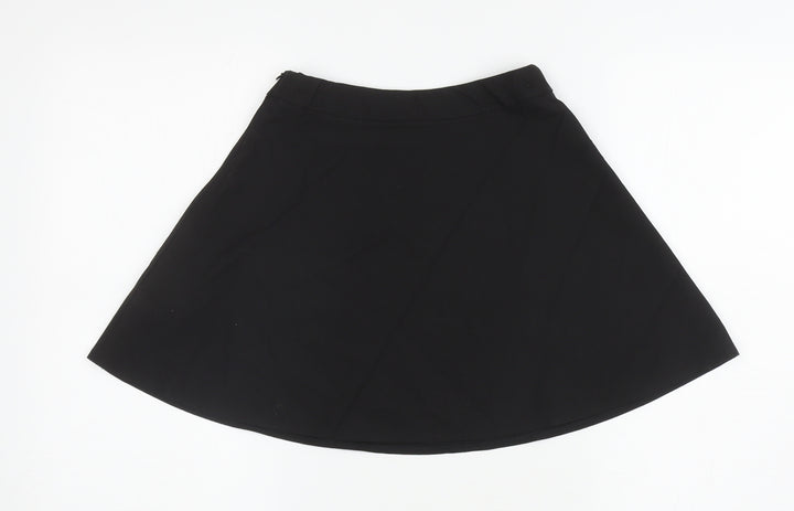 Marks and Spencer Girls Black Polyester Skater Skirt Size 6-7 Years Regular Zip